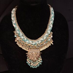 Elegant Gold and Turquoise Statement Necklace